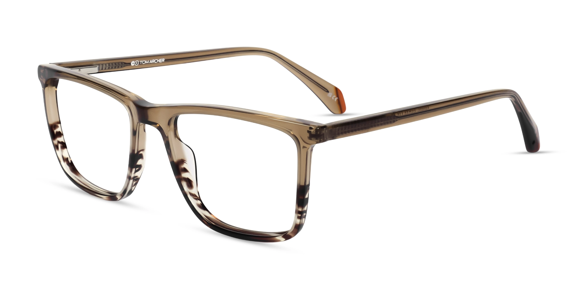 Clear Brown Square Eyeglasses for Men & Women-3